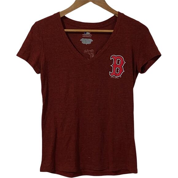 5th & Ocean MLB BOSTON RED SOX Dark Red T-Shirt GREAT CATCH Women's Small - Picture 1 of 5